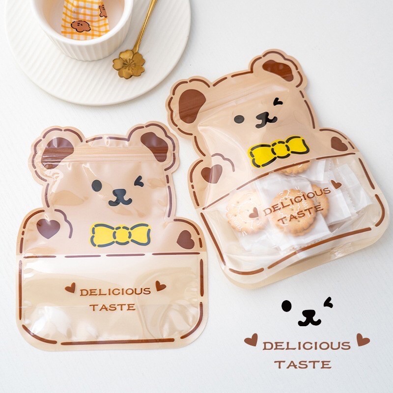 ภาพสินค้าซองซิปล็อค ถุงซิปล็อค ถุงขนม ลายน้องหมี สุดเกาหลีแสนน่ารัก (หมีน้ำตาล ) จากร้าน sprite.space บน Shopee ภาพที่ 4