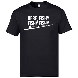 [S-5XL] เสื้อยืดลําลอง ผ้าฝ้าย แขนสั้น คอกลม พิมพ์ลาย Here Fishy Father เหมาะกับของขวัญวันอีสเตอร์ สําหรับผู้ชาย