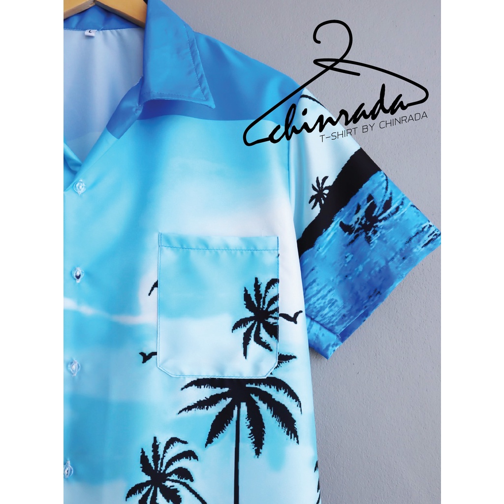 เสื้อฮาวาย-hawaii-เชิ้ตเกาหลี-มะพร้าวฟ้า-ผ้านิ่มขึ้น-สไตล์เกาหลีมาแรง-ส่งจากไทย