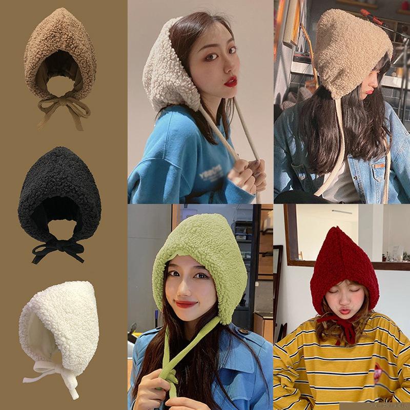หมวก-ผ้ากํามะหยี่ขนนิ่ม-ป้องกันหู-ให้ความอบอุ่น-สีพื้น-สไตล์เกาหลี-แฟชั่นฤดูหนาว-สําหรับผู้หญิง
