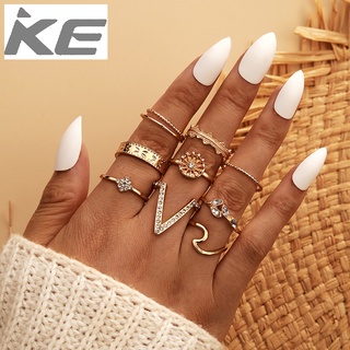 Accessories Exaggerated Geometric V Shaped Diamond  Ring Set of 9 for girls for women low pric