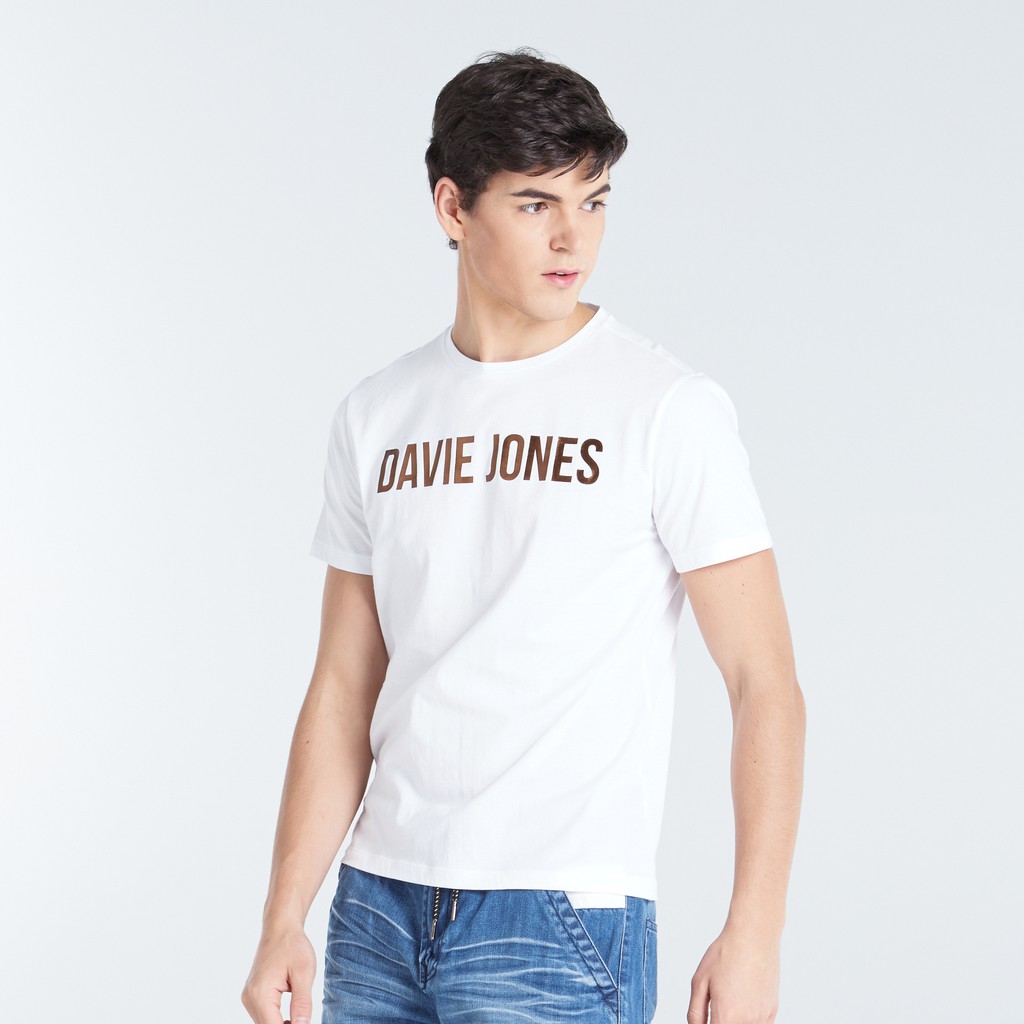 เสื้อยืดใหม่-2022davie-jones-เสื้อยืดพิมพ์ลายโลโก้-สีขาว-สีดำ-foil-logo-print-t-shirt-in-black-white-lg0007wh-lg0007bkl