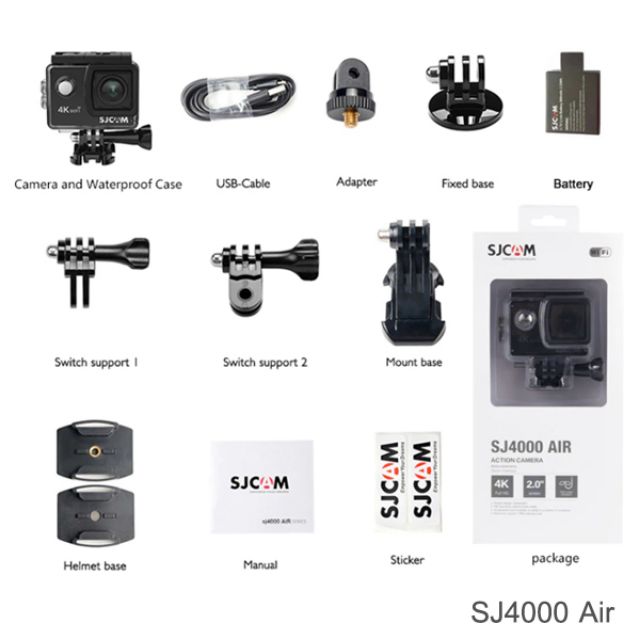 ภาพสินค้าSJCAM SJ4000 Air 4K Action Camera Wifi Air สีดำ กล้องกันน้ำ 30 เมตร กล้องติดหมวกกันน๊อค ประกัน 1ปี กล้องแอคชั่น Web Cam จากร้าน sjcam_officialstore บน Shopee ภาพที่ 2