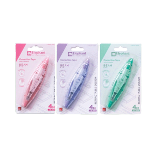 โปรโมชั่น : Elephant ตราช้าง เทปลบคำผิด ขนาด 5 มม. x 4 ม. รุ่น Beam คละสี