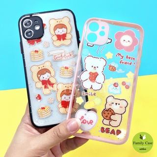 I 11 เคสมือถือ TPU ขอบสีกันกล้อง กากเพชรกริตเตอร์ลายการ์ตูน