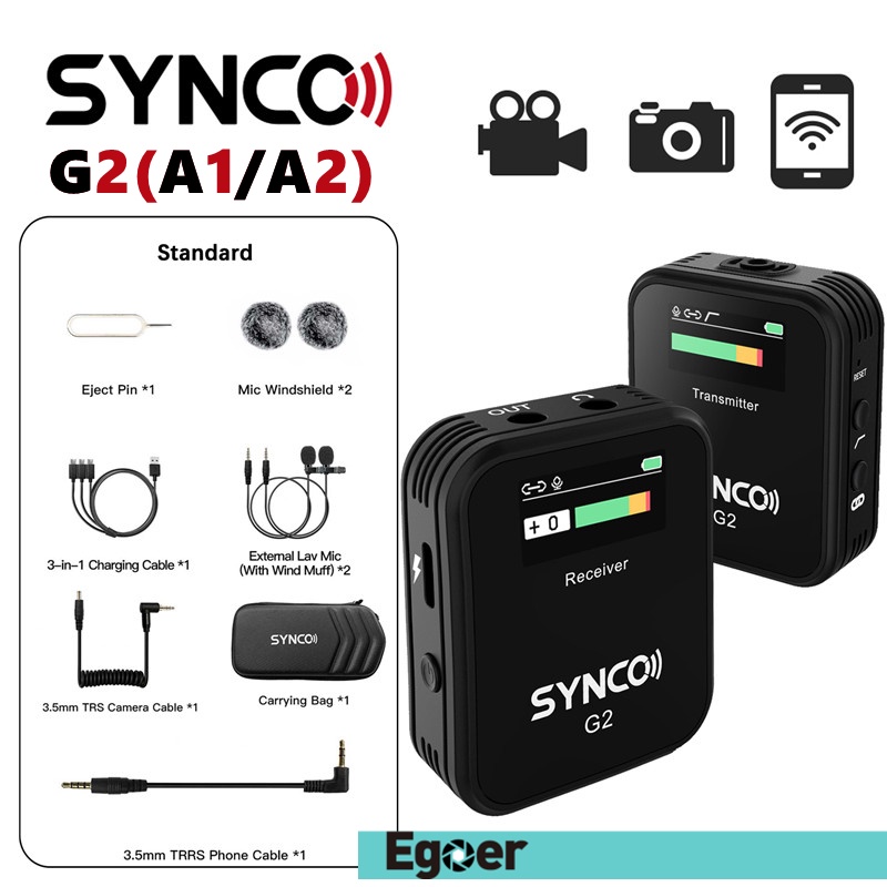 free-shipping-synco-g2-g2a1-g2a2-2-4ghz-wireless-lavalier-ระบบไมโครโฟนสำหรับกล้อง-dslr-mirrorless-สมาร์ทโฟนกล้องวิดีโอเสียง-pk-g1a1-g1a2