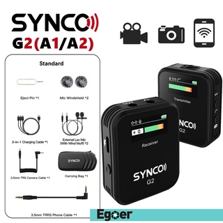 【free shipping】SYNCO G2 G2A1 G2A2 2.4GHz Wireless Lavalier ระบบไมโครโฟนสำหรับกล้อง DSLR Mirrorless สมาร์ทโฟนกล้องวิดีโอเสียง PK G1A1 G1A2