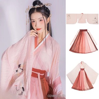 Hanfu S-XL เย็บปักถักร้อย แต่งตัว ประเทศจีน สมัยโบราณ เสื้อผ้า นางฟ้า ชุด ชุดเข้าเซท 汉服