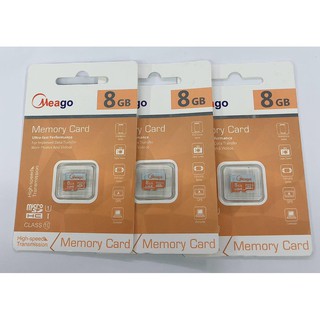 Meago เมมโมรี่การ์ด 8GB SDHC/SDXC Class 10 UHS-I Micro SD Card