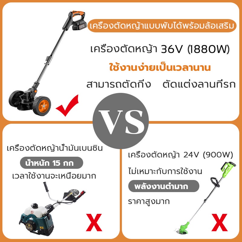 จัดส่งรวดเร็ว-เครื่องตัดหญ้า-เครื่องตัดหญ้าไฟฟ้า-มีการรับประกัน-คุณภาพสูง-กำลังไฟสูงถึง-1880w-พร้อมล้อเสริมที่ถอดออกได้