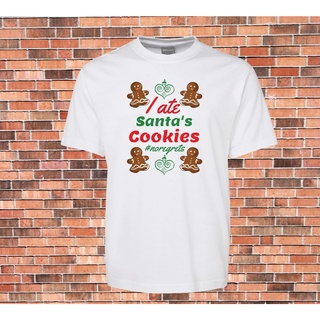 ผ้าฝ้ายคอกลมขายส่ง เสื้อยืดคอกลม ผ้าฝ้าย 100% พิมพ์ลาย I Ate SantaS Cookies ใส่สบาย ยอดนิยมfrom S-4XL