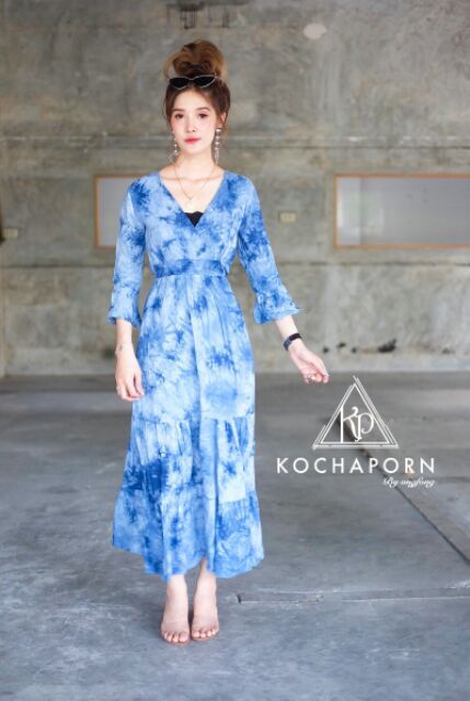 kochaporn-เดรสคอวีลายมัดย้อม-สวยมากค่ะ-ดูไม่เบื่อเลยใส่ได้เรื่อยๆ-สาวๆที่มองหาชุดเดรสลายใหม่ๆ-อย่ามองข้ามเชียวนะคะ