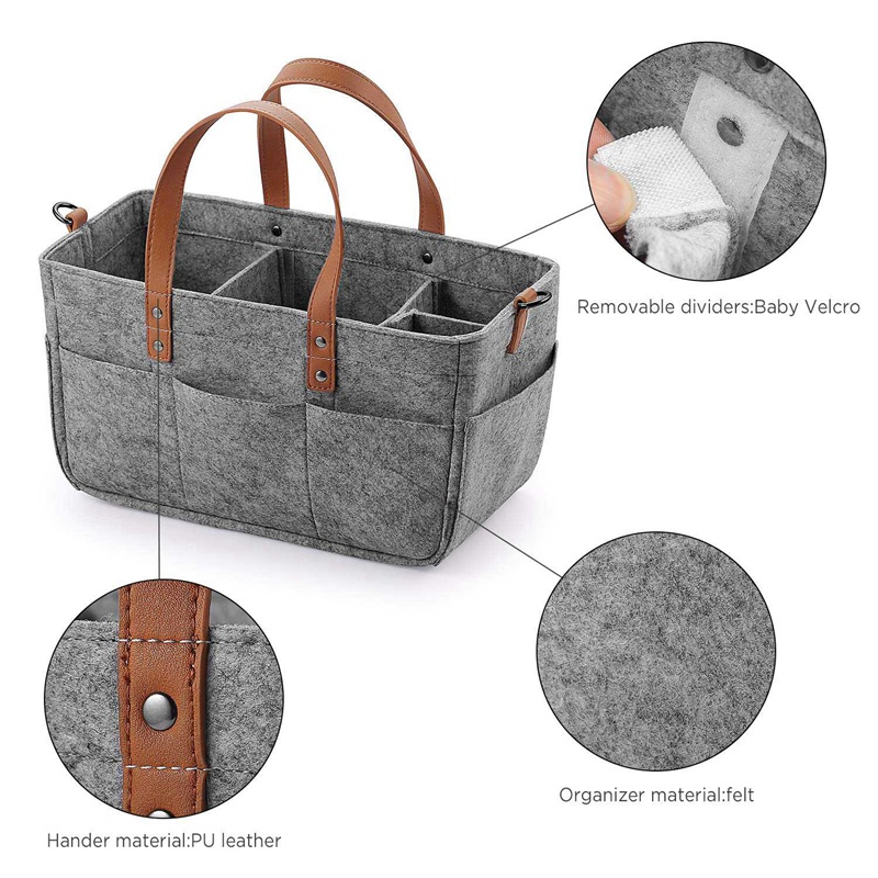 baby-diaper-caddy-organizer-holder-shower-basket-nursery-storage-bin-car-storage-basket-wipes-toys-tote-bag-dark-grey