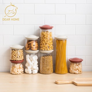 Dear Home ขวดโหลสูญญากาศ โหลสูญญากาศ ขวดโหลพลาสติก โหลเก็บของแห้ง โหลถนอมอาหาร โหลใส่อาหารแห้ง โหลเก็บธัญพืช โหลกลม