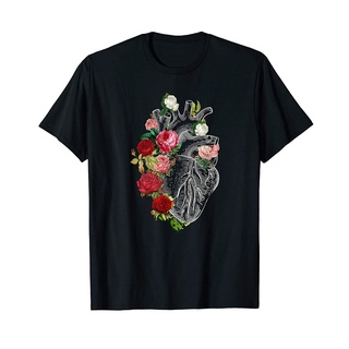 T-shirt  เสื้อยืด พิมพ์ลายหัวใจ และดอกไม้ คุณภาพสูง สําหรับผู้ชายS-5XL