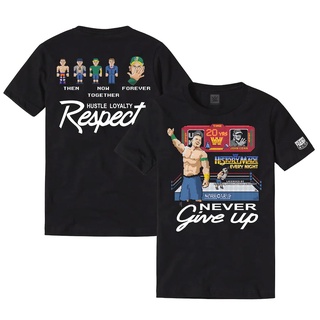 เสื้อยืดผ้าฝ้ายพิมพ์ลายขายดี Black John Cena 20 Years Never Give Up T-Shirt