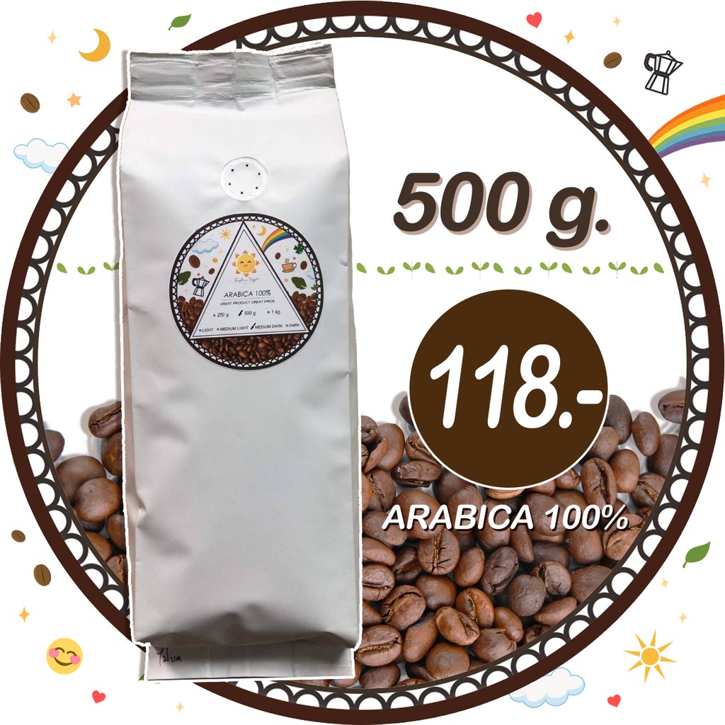 ภาพหน้าปกสินค้าเมล็ดกาแฟคั่ว Arabica 100%  ขนาด 500 กรัม   ดอยแม่สลอง  คั่วใหม่ๆ กาแฟสด