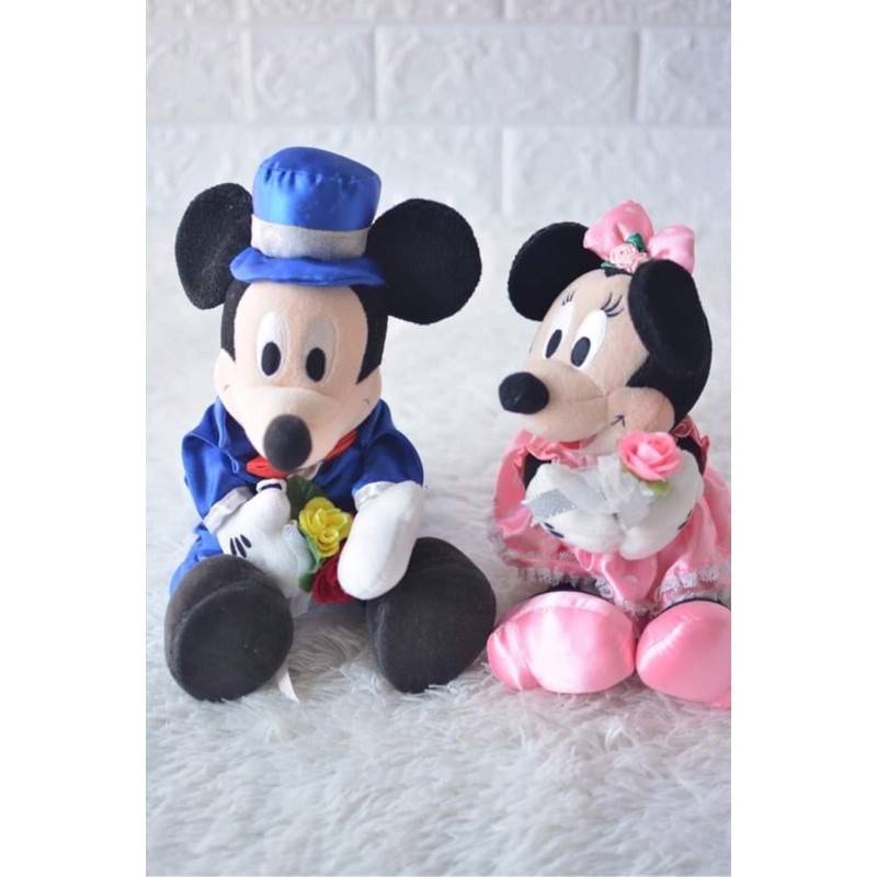 มือสอง-ตุ๊กตาคู่แต่งงานมิกกี้-มินนี่เม้าส์-mickey-minnie-mouse-จากญี่ปุ่น