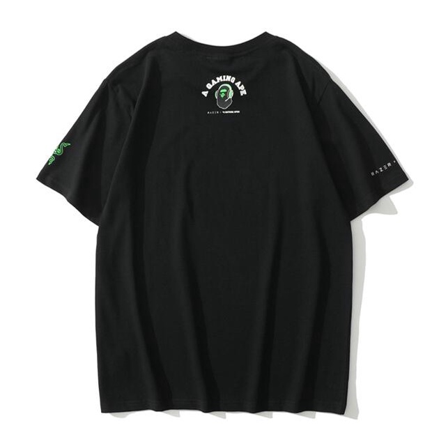 s-5xl-ใหม่-เสื้อยืดแขนสั้น-ผ้าฝ้าย-พิมพ์ลาย-bape-x-razer-razer-co-branded-พลัสไซซ์-สําหรับคู่รัก