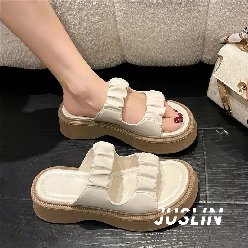 juslin-รองเท้าแตะผู้หญิง-รองเท้าแตะ-พื้นนุ่ม-กันลื่น-นุ่ม-ใส่สบาย-สไตล์เกาหลี-oct1402