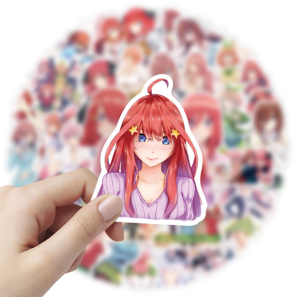 พร้อมส่ง-เจ้าสาวผมเป็นแฝดห้า-sticker-สติกเกอร์กันน้ำรูปแบบที่แตกต่างกัน-anime-50ชิ้น-japan