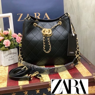 💕ZARA CHAIN BUCKET BAG SHOULDER BAG กระเป๋าถือหรือสะพาย look like chanel