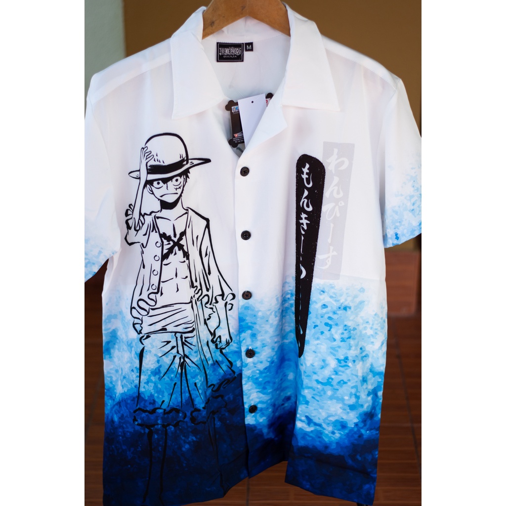 t-shirt-dop-1322-hawaii-shirt-one-piece-luffy-เนื้อผ้านุ่ม-สามารถระบายอากาศ-หรือความร้อนได้ดี