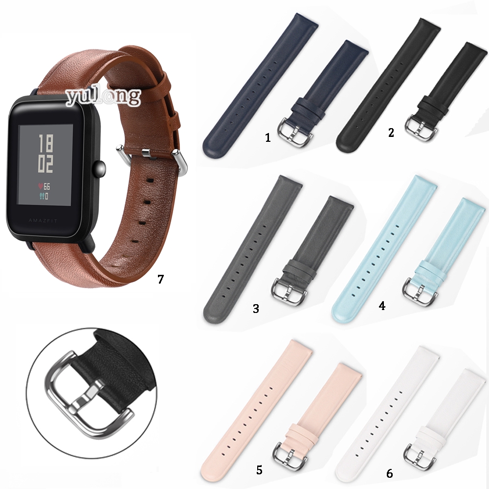 ภาพหน้าปกสินค้า20mm สายรัดสายหนังสำหรับ Huami Amazfit Bip 3 Lite S U Pro Bip3