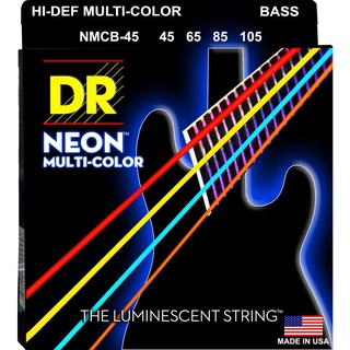 สายเบสเคลือบกันสนิมชนิดเรืองแสง DR Hi-Def Neon Multi-Color K3 Coated Bass Guitar Strings
