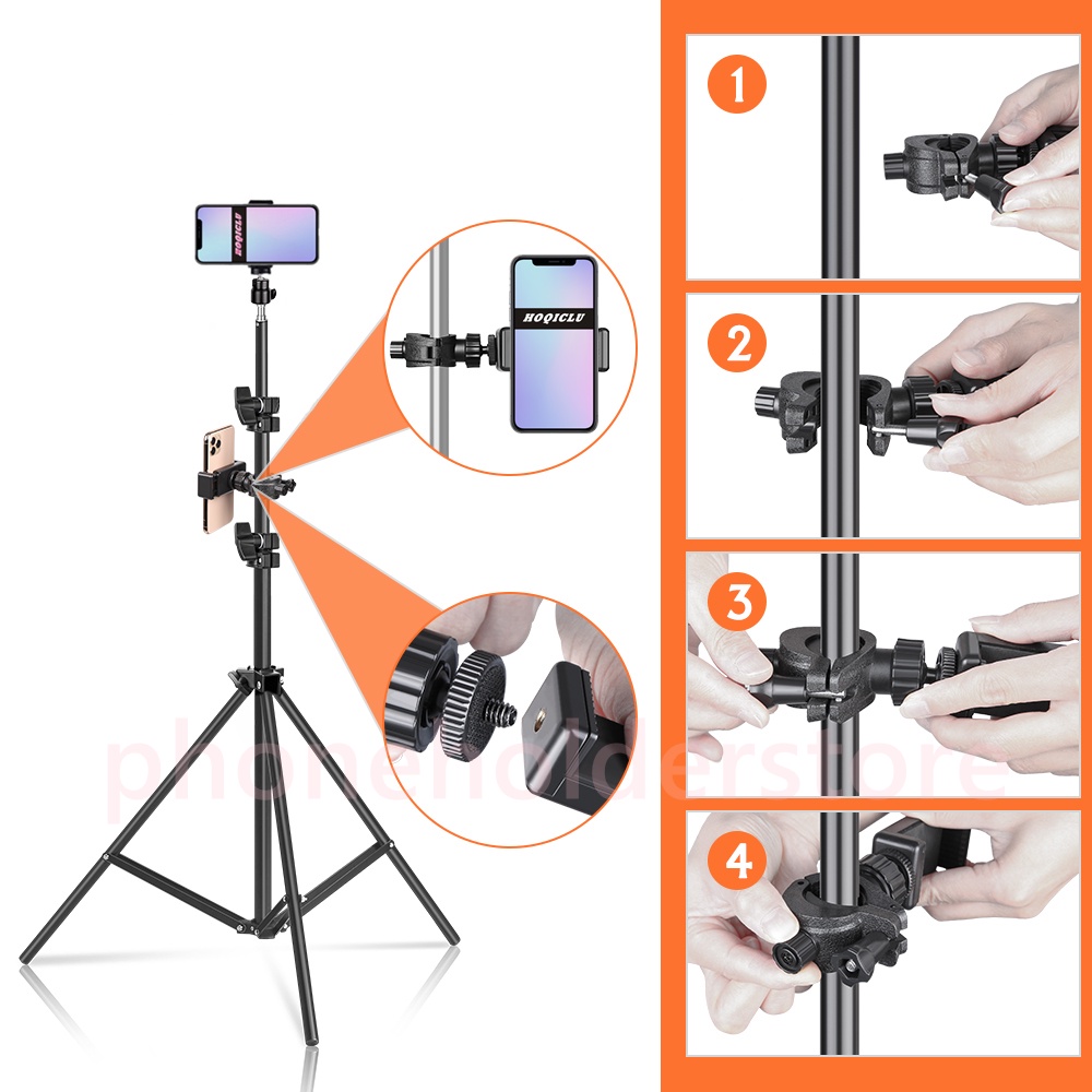 ภาพหน้าปกสินค้าขาตั้งกล้อง ชุดขาตั้งกล้องเซลฟี่ ขาตั้งมือถือ ขาตั้งไฟสตูดิโอ ขาตั้งหลอดไฟ ขาตั้งกล้องliveสด พร้อมรีโมทบลูทูธในตัว จากร้าน phoneholderstore บน Shopee