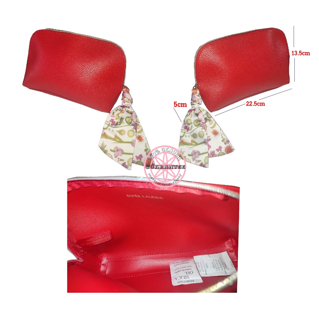 กระเป๋าเครื่องสำอาง-สีแดง-สไตล์คลาสสิค-วินเทจ-estee-lauder-red-pebble-pouch
