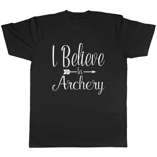 ผ้าฝ้ายคอกลมเสื้อยืดผ้าฝ้าย 100% พิมพ์ลาย I Believe In Archerys ใส่สบาย กันลื่นfrom S-4XL [dntokobthy]