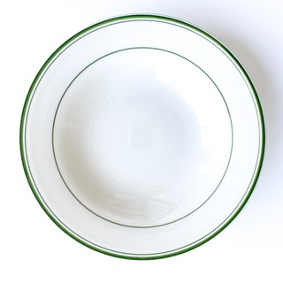 ชาม จาน ถ้วย เซรามิค Tableware Cup Plates Bowls จานซุปเซรามิคลายเส้นเขียว จานพาสต้าตะวันตก จานซุป จานทรงหมวกฟาง 22.5 ซม
