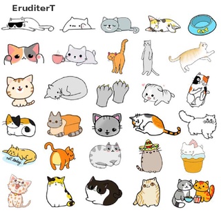 [EruditerT] สติกเกอร์ ลายการ์ตูนแมวน่ารัก กันน้ํา สําหรับติดตกแต่งคอมพิวเตอร์ โน๊ตบุ๊ค แก้วน้ํา 50 ชิ้น ต่อถุง