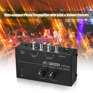 Ultra-compact Phono Preamp Preamplifier with Level & Volume Controls RCA Input & Output 1/4