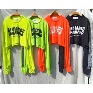 🔥🔥มี4สี เสื้อนีออน รีเฟคที่แขน สะท้อนแสง เสื้อครอป ครอปนีออน ถูกมากกกก