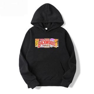 เสื้อกันหนาวมีฮู้ดพิมพ์ลาย Backwoods สไตล์ฮิปฮอปสําหรับผู้ชาย