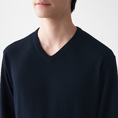 เสื้อไหมพรมผู้ชายคอวี-muji-v-neck-sweater-14116548348