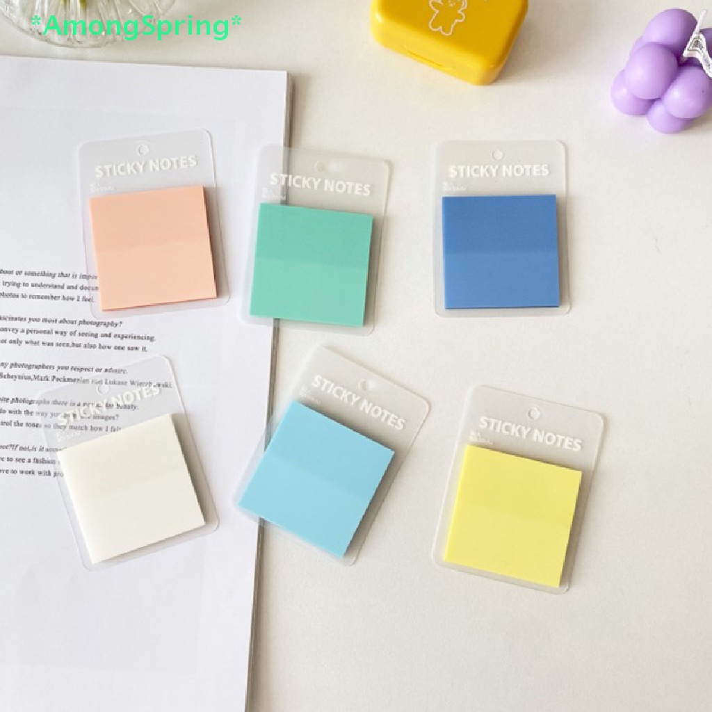 amongspring-gt-ใหม่-กระดาษโน้ตมีกาว-สีพื้น-สําหรับตกแต่งสมุดไดอารี่-50-ชิ้น-ต่อชุด