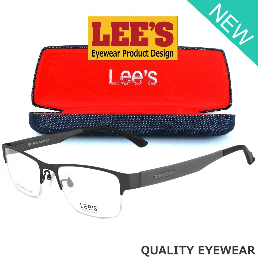 Lee's แว่นตารุ่น 50619 C-11 สีเทา กรอบเต็ม ขาสปริง วัสดุ สแตนเลส สตีล ...