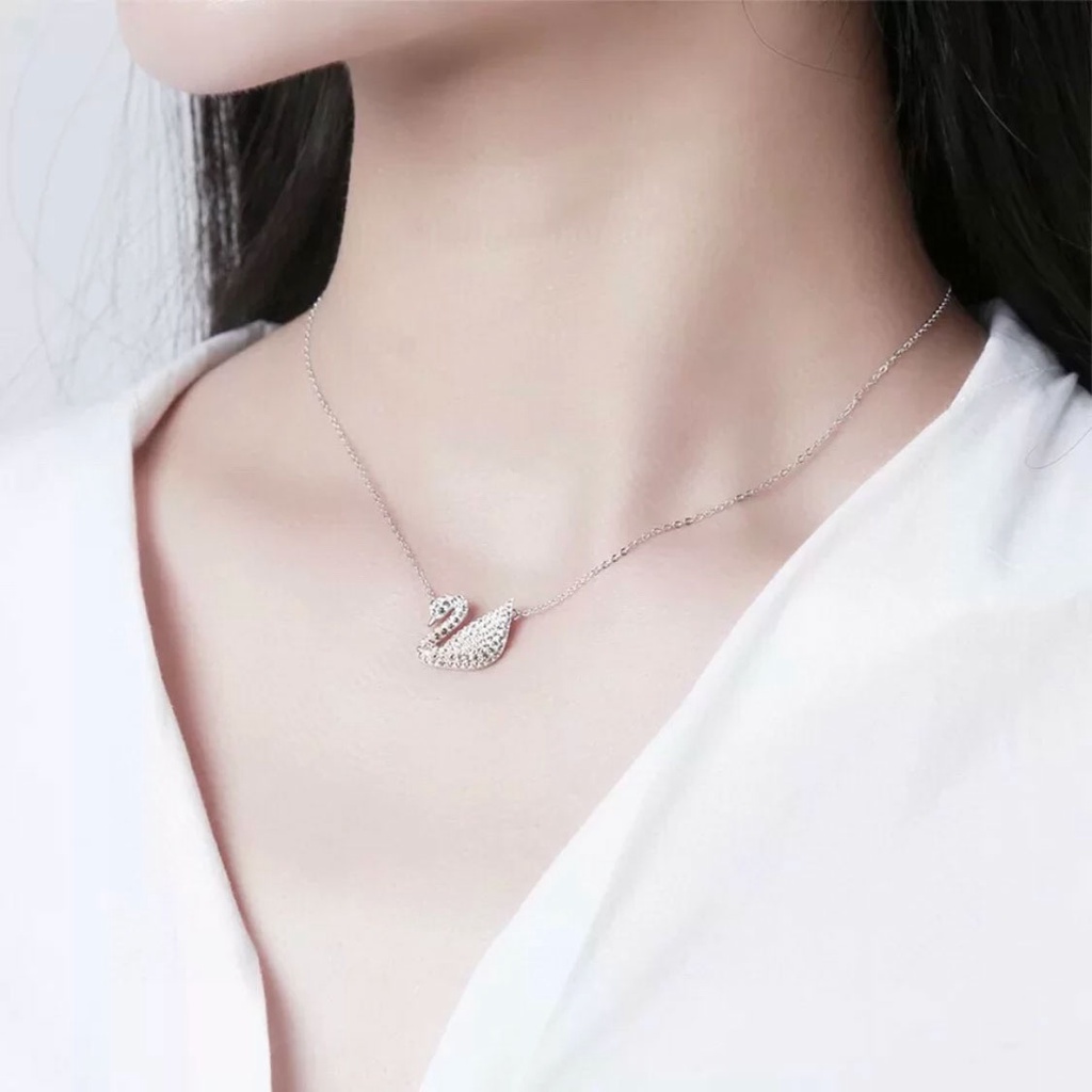 ของแท้-100-swarovski-swan-หงส์-swarovskiแท้-สร้อยค-สวารอฟสกี้-สร้อยคอจี้หงส์-necklace-สร้อยคอผู้หญิง