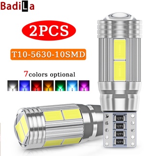 หลอดไฟเลี้ยว T10 LED 5630 10SMD DC12V สว่างมาก สําหรับติดป้ายทะเบียนรถยนต์ และรถจักรยานยนต์ 2 ชิ้น