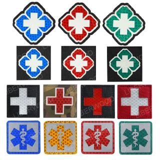 Reflective Medic Red Cross EMS EMT MED Tactical Patch Infrared IR First Aid Military Moral Armband Hook-Fastener Backing