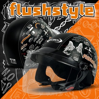 สินค้า หมวกกันน็อค ครึ่งใบ V-TECH Helmet รุ่น FLUSHSTYLE 1016  (สำหรับผู้ใหญ่) มาพร้อมแผ่นบังลมรุ่นพรีเมี่ยม!!!!! มี2สี ใส, ฟิล