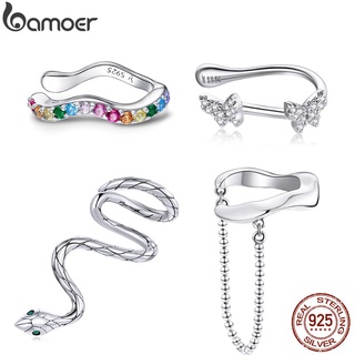 Bamoer 1 Piece Genuine Silver 925 Earrings Butterfly &amp; Snake &amp; Clip &amp; Colorful Fashion Jewelry For Women &amp; Girls Gifts