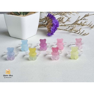 สินค้า แหวนเรซิ่นใส จี้หมีเจลลี่เรซิ่นไล่สีเกล็ดน้ำตาล แหวนเครื่องประดับน่ารักๆ พร้อมส่ง