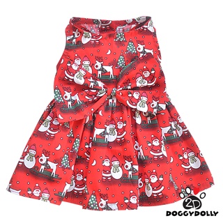 Pet cloths -Doggydolly  เสื้อผ้าแฟชั่น ชุดคริสต์มาส เสื้อผ้าสัตว์เลี้ยง เสื้อผ้าหมาแมว ชุดกระโปรง ของขวัญสีแดง  D582