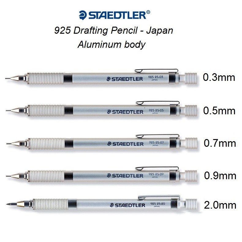 Staedtler 925-25 Drafting Mechanical Pencil Metal Body (0.3mm, 0.5mm, 0 ...