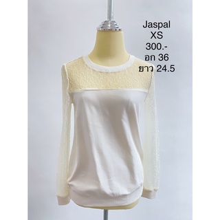 เสื้อยืดแขนยาวลูกไม้สีขาว JASPAL SIZE XS