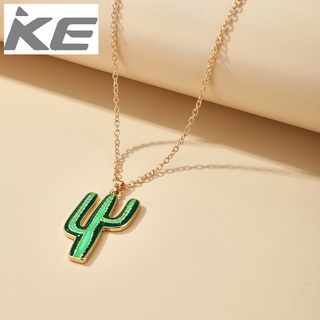 Jewelry Alloy Plant Flower Gold Green Cactus Necklace Wild Clavicle Chain for girls for women